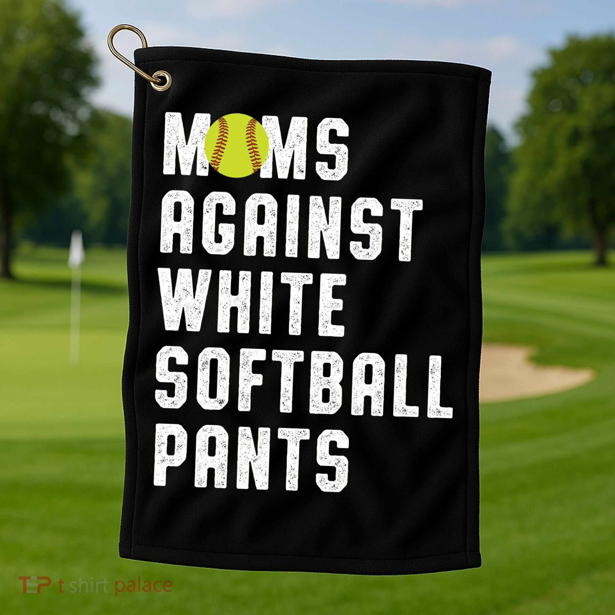 Moms Against White Softball Pants Golf Towel