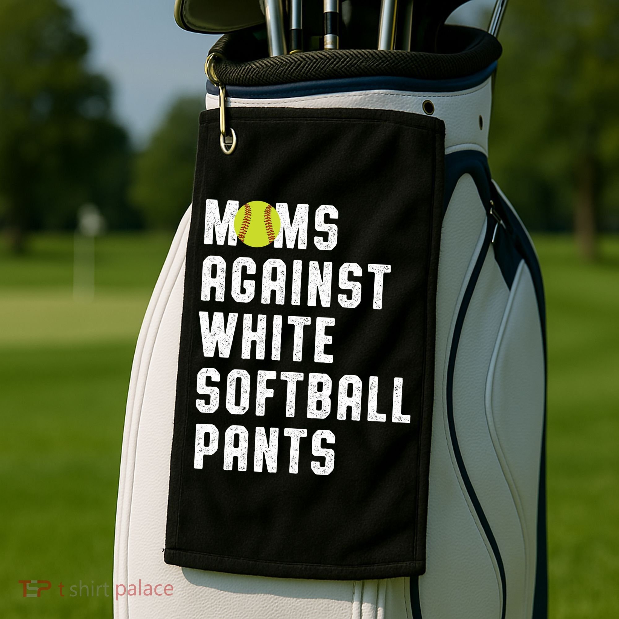 Moms Against White Softball Pants Golf Towel