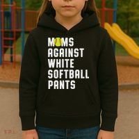 Moms Against White Softball Pants Kids Hoodie thumb 3