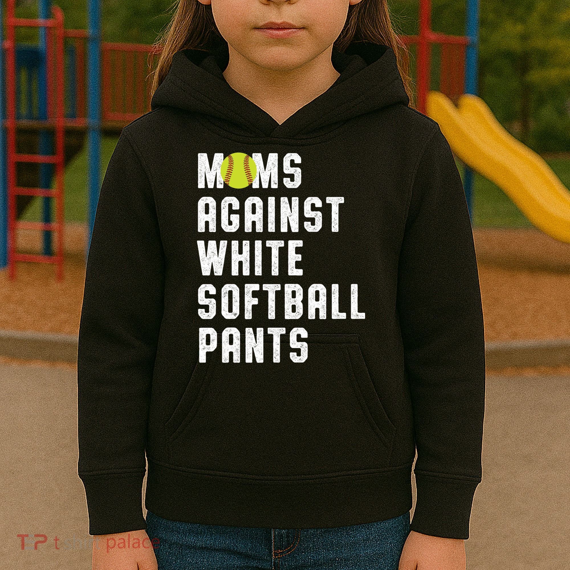 Moms Against White Softball Pants Kids Hoodie