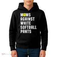 Moms Against White Softball Pants Kids Hoodie thumb 4