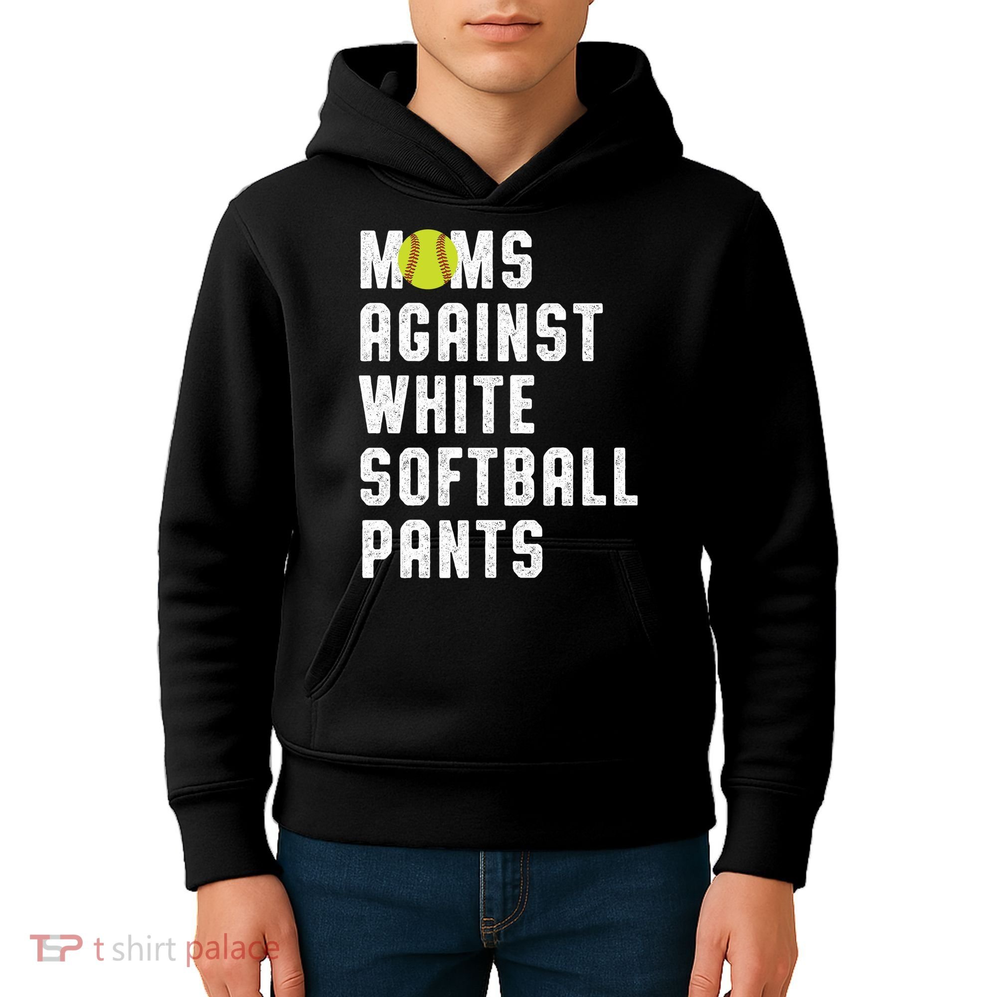 Moms Against White Softball Pants Kids Hoodie
