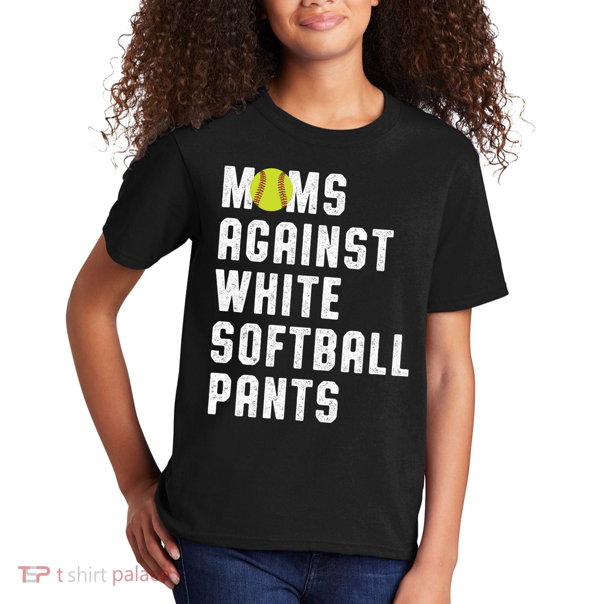 Moms Against White Softball Pants Kids T-Shirt