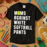 Moms Against White Softball Pants Kids T-Shirt thumb 3