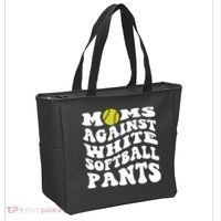 Moms Against White Softball Pants Funny Softball Mom Tote Bag thumb 2