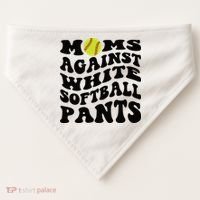 Moms Against White Softball Pants Funny Softball Mom USA-Made Doggie Bandana thumb 0