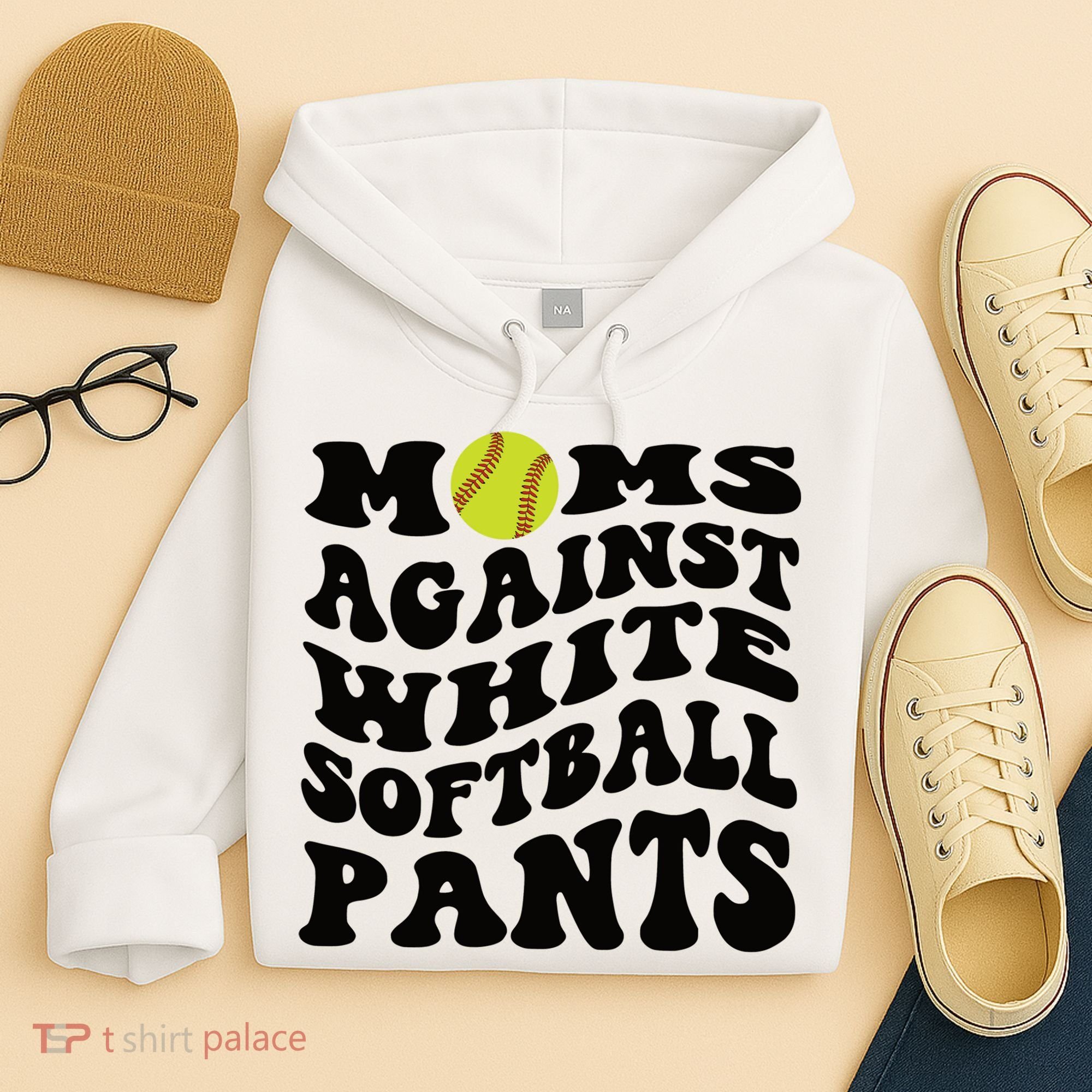 Moms Against White Softball Pants Funny Softball Mom Hoodie