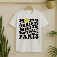 Moms Against White Softball Pants Funny Softball Mom T-Shirt thumb 2