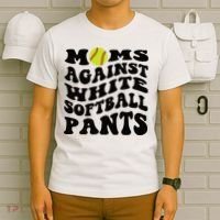 Moms Against White Softball Pants Funny Softball Mom T-Shirt thumb 6