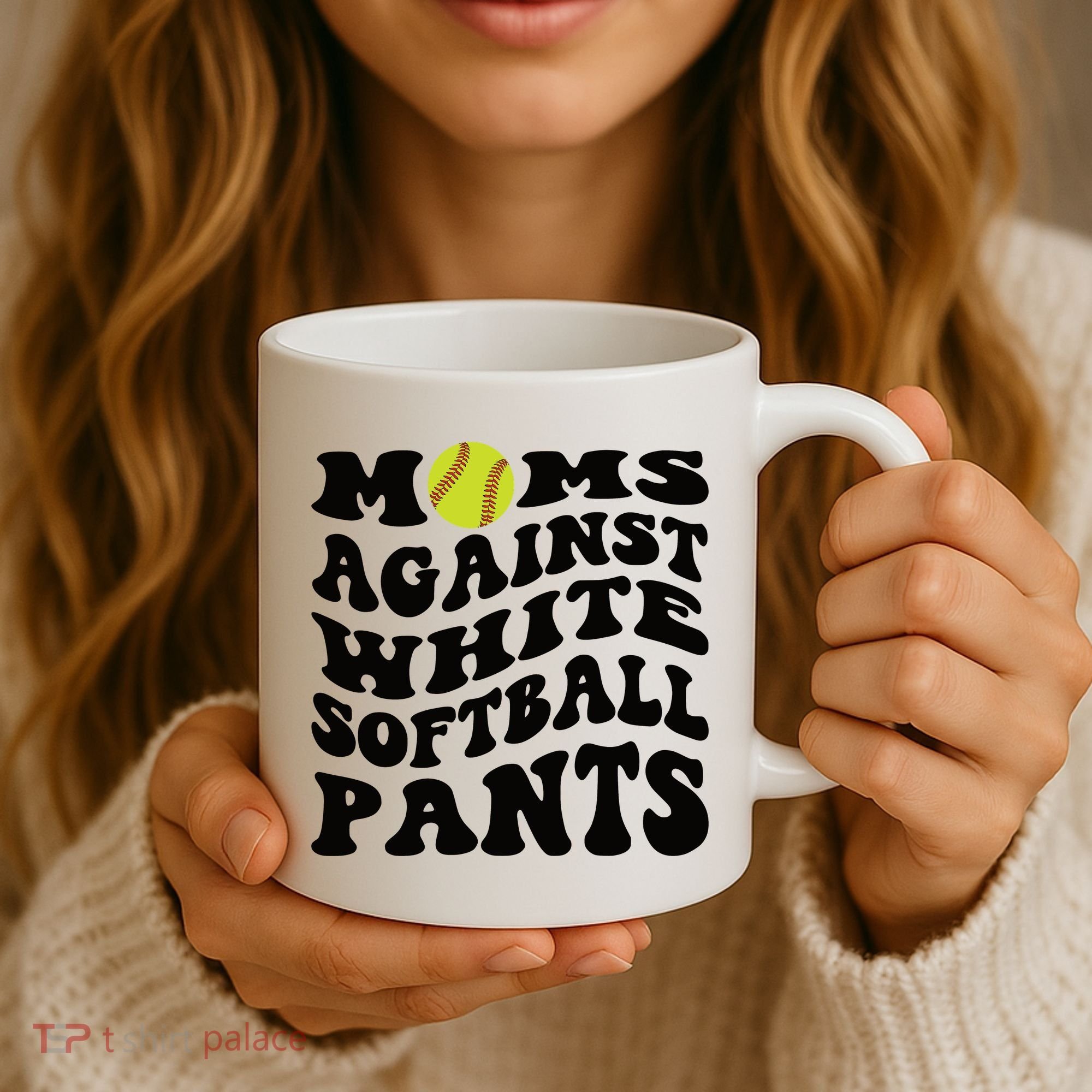 Moms Against White Softball Pants Funny Softball Mom Coffee Mug