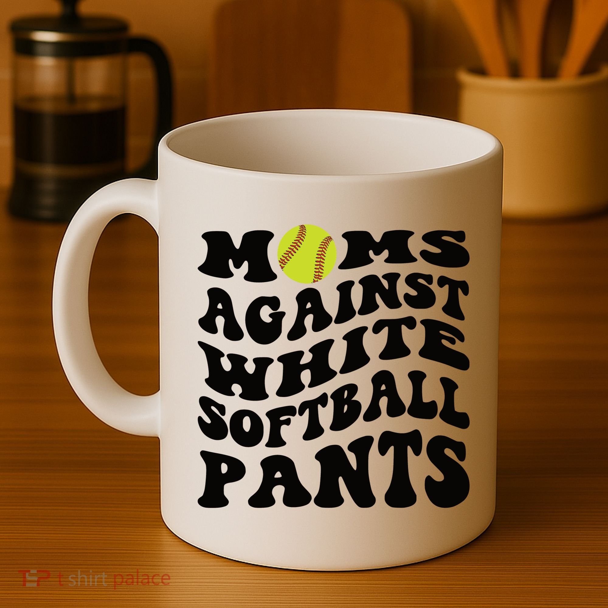 Moms Against White Softball Pants Funny Softball Mom Coffee Mug