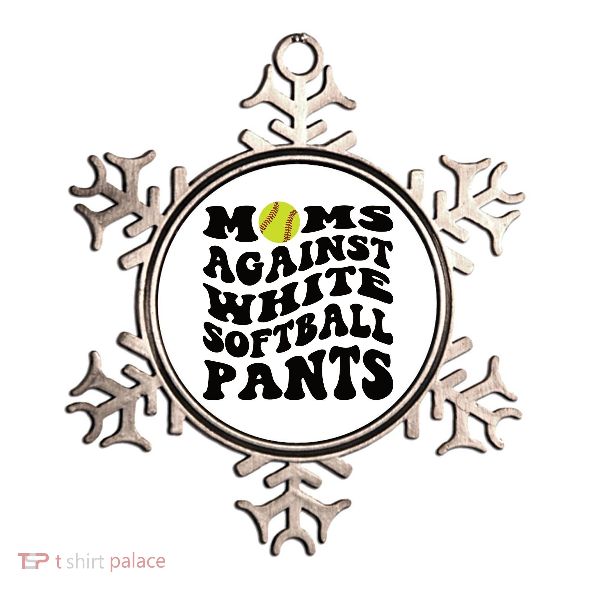 Moms Against White Softball Pants Funny Softball Mom Ornament