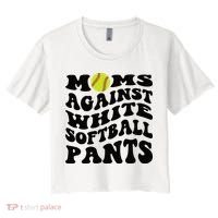 Moms Against White Softball Pants Funny Softball Mom Women's Crop Top Tee thumb 0