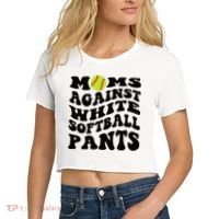 Moms Against White Softball Pants Funny Softball Mom Women's Crop Top Tee thumb 2