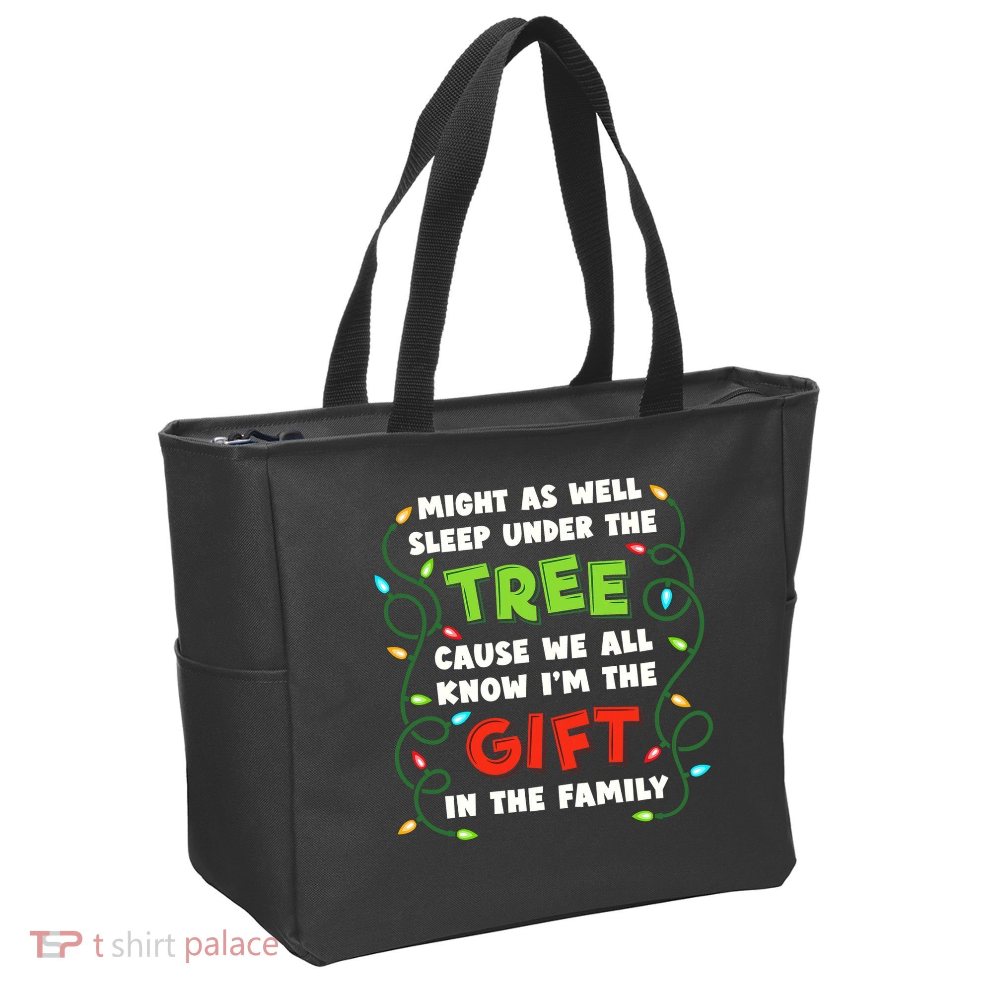 Might As Well Sleep Under The Tree Humor Favorite Person Funny Christmas Tote Bag