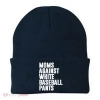Moms Against White Baseball Pants Funny Beanie thumb 0