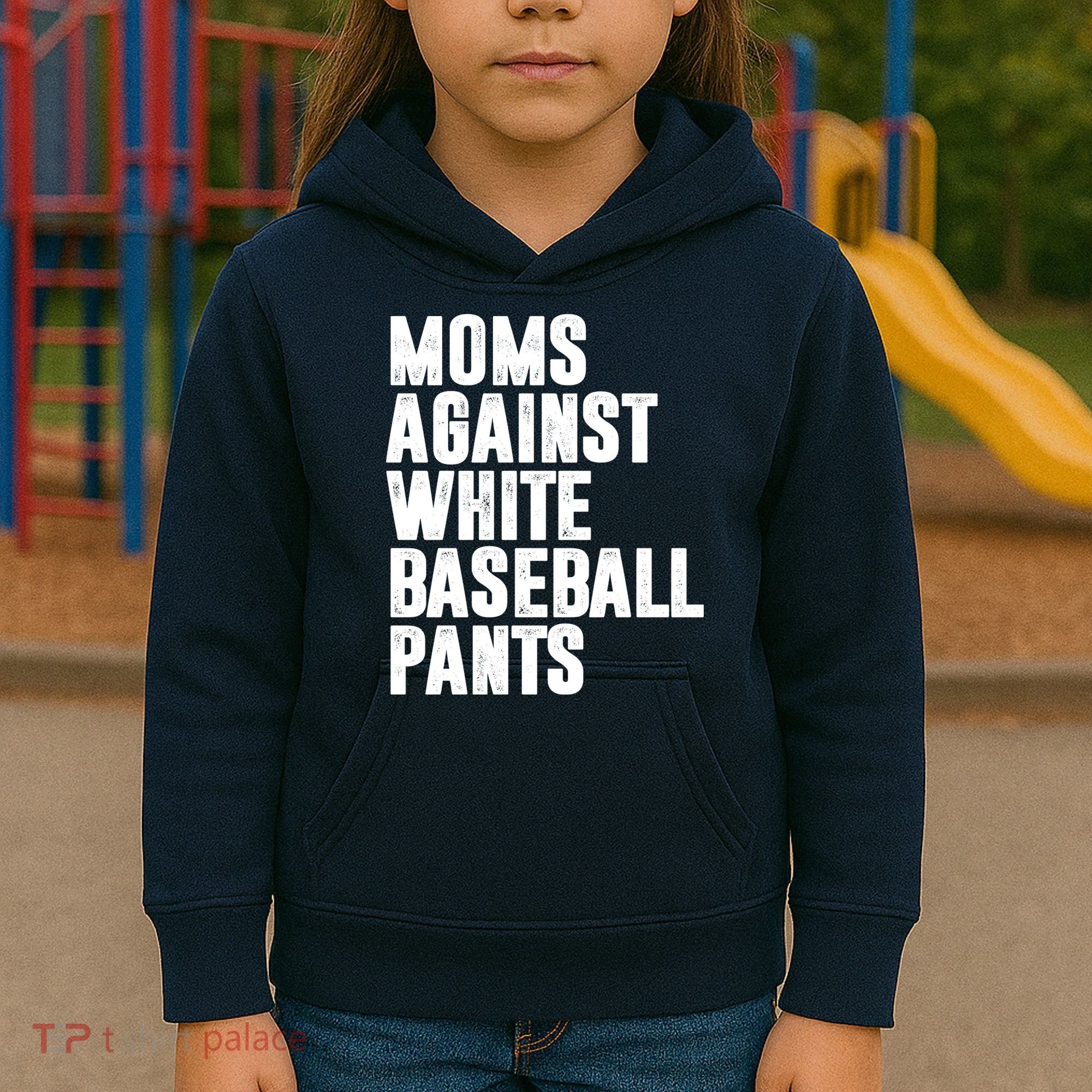 Moms Against White Baseball Pants Funny Kids Hoodie