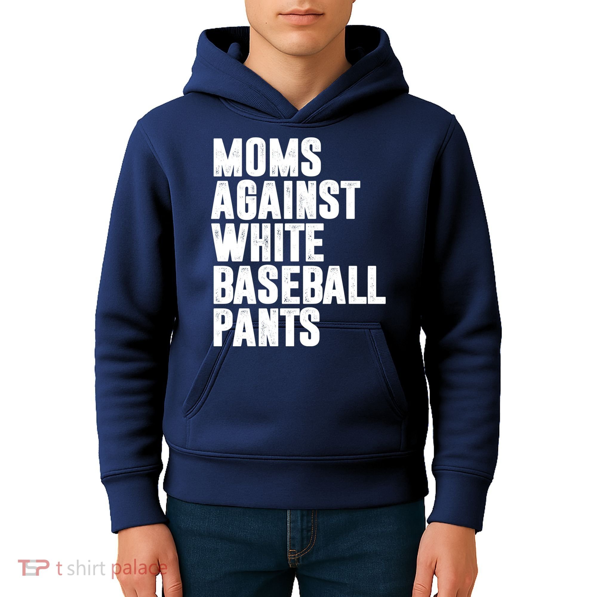 Moms Against White Baseball Pants Funny Kids Hoodie