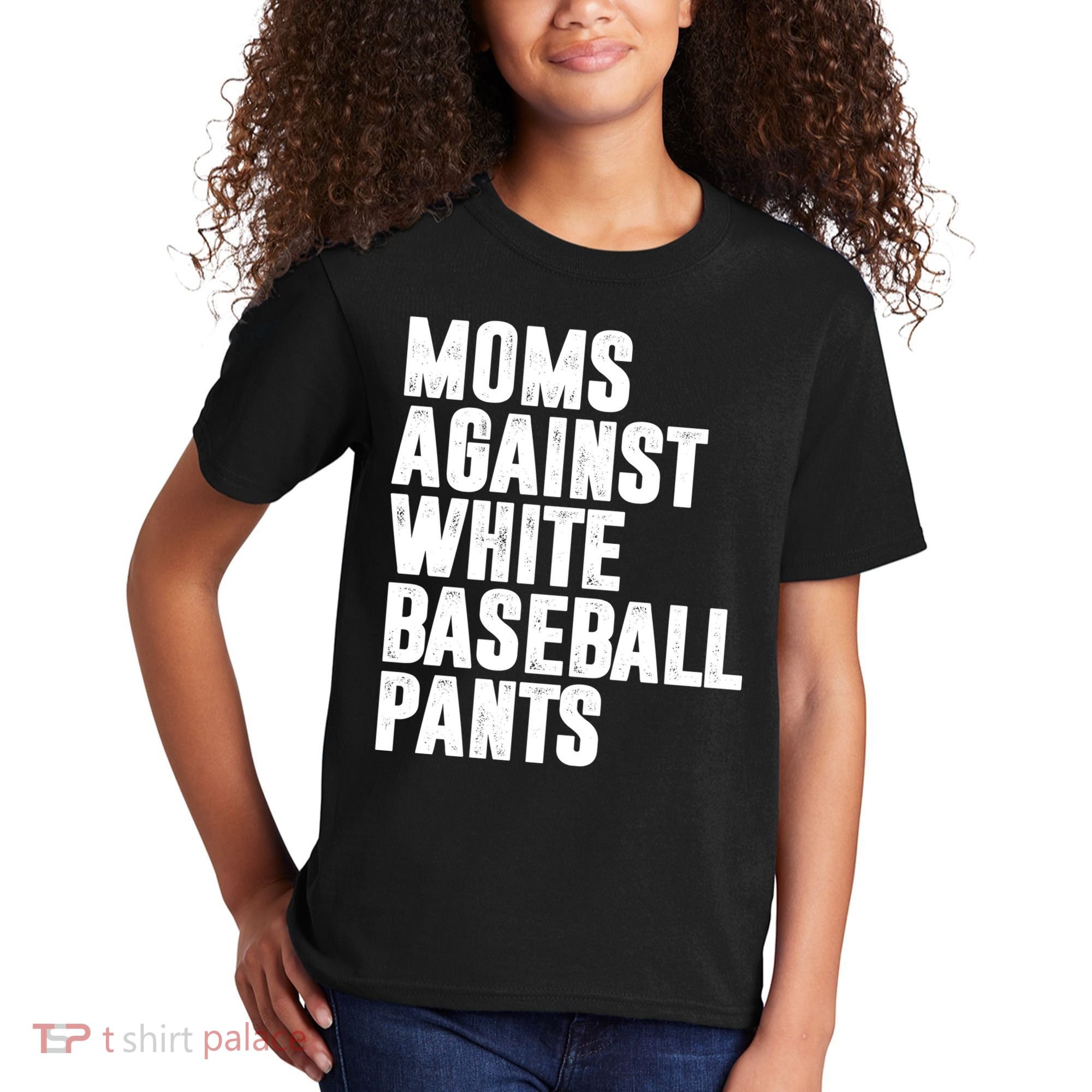 Moms Against White Baseball Pants Funny Kids T-Shirt