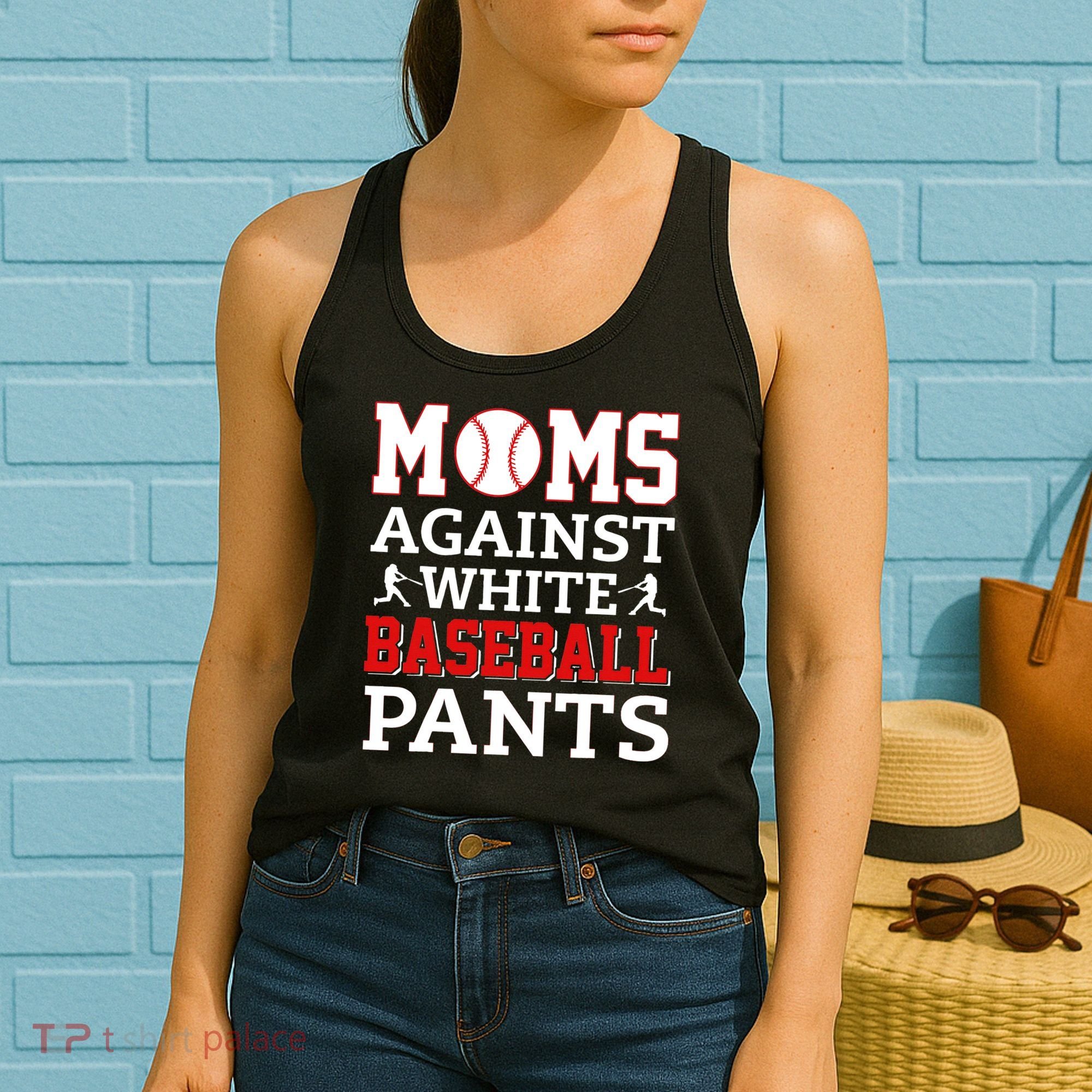 Moms Against White Baseball Pants Baseball season Women's Tank Top