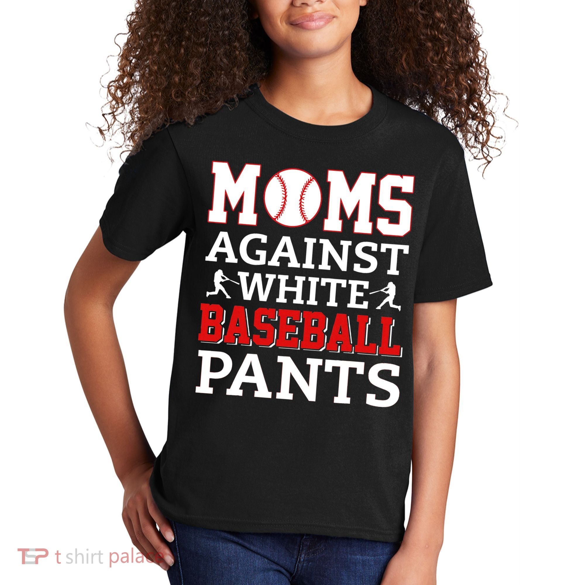 Moms Against White Baseball Pants Baseball season Kids T-Shirt