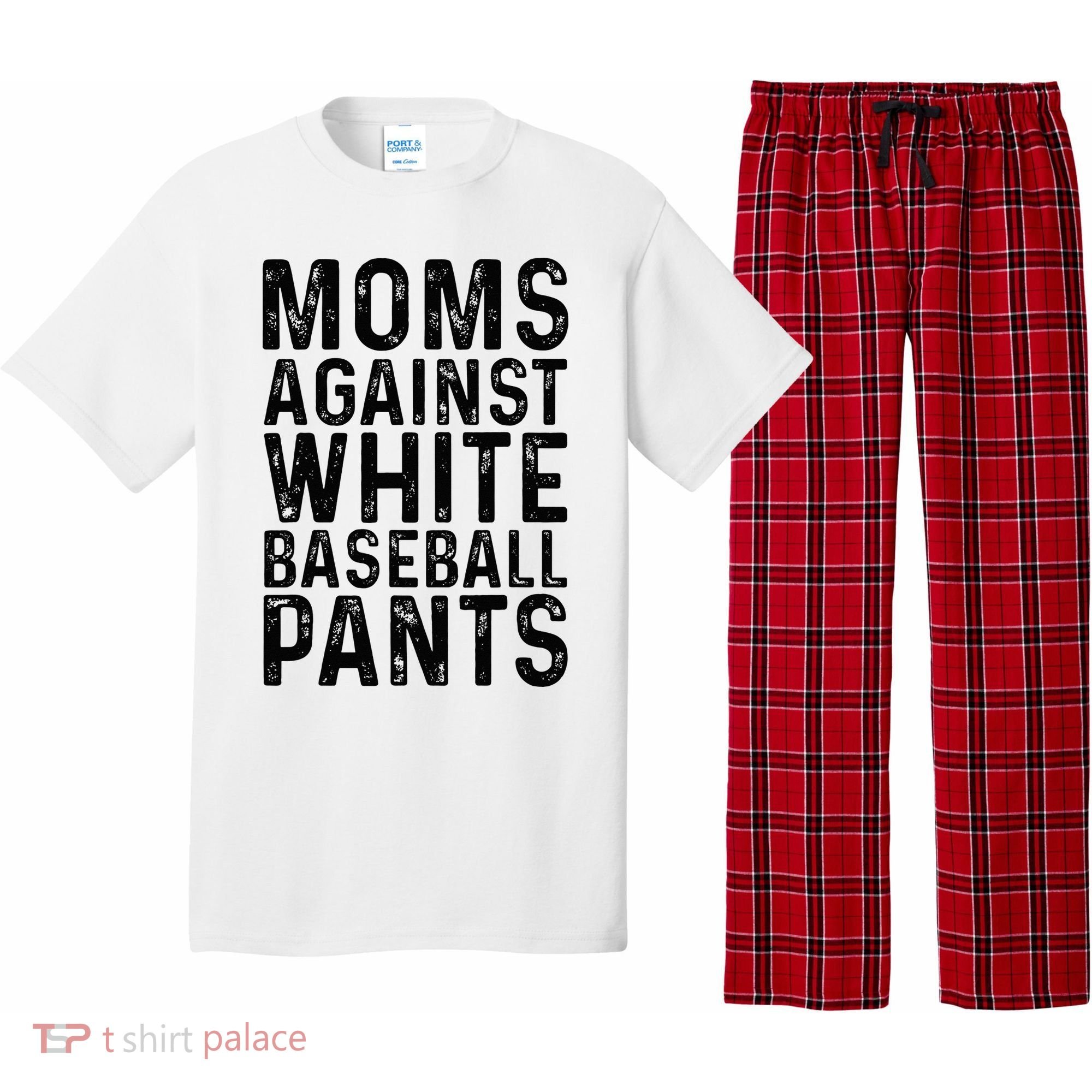 Moms Against White Baseball Pants For Mom Pajama Set