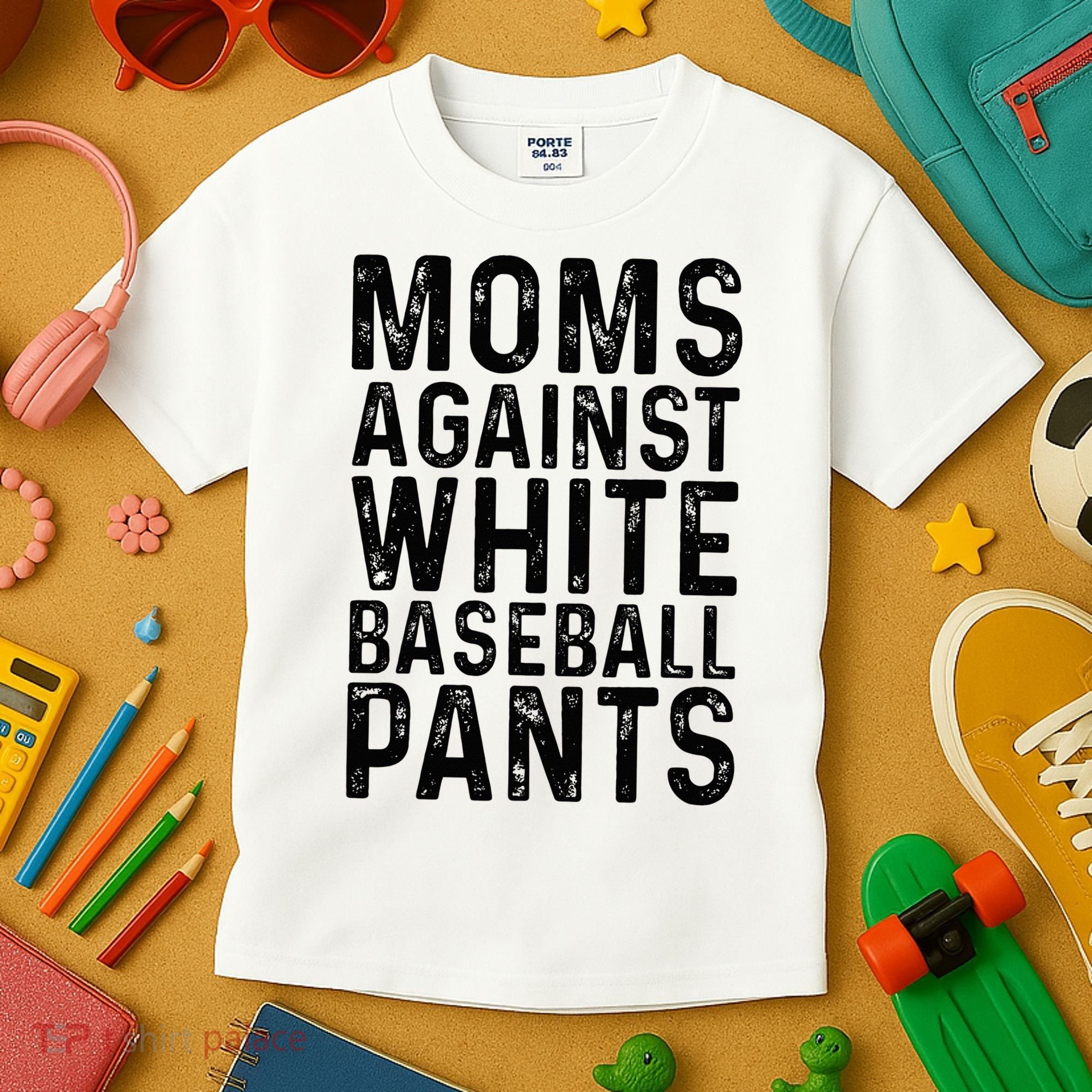 Moms Against White Baseball Pants For Mom Kids T-Shirt