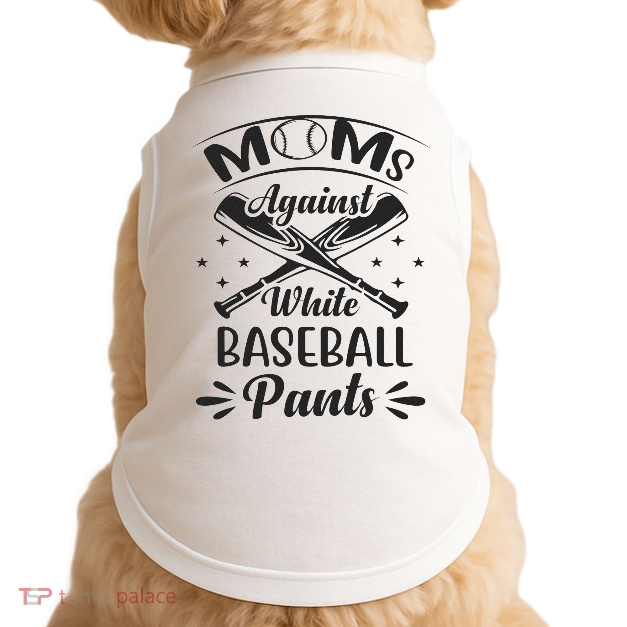 Moms Against White Baseball Pants Doggie Tank