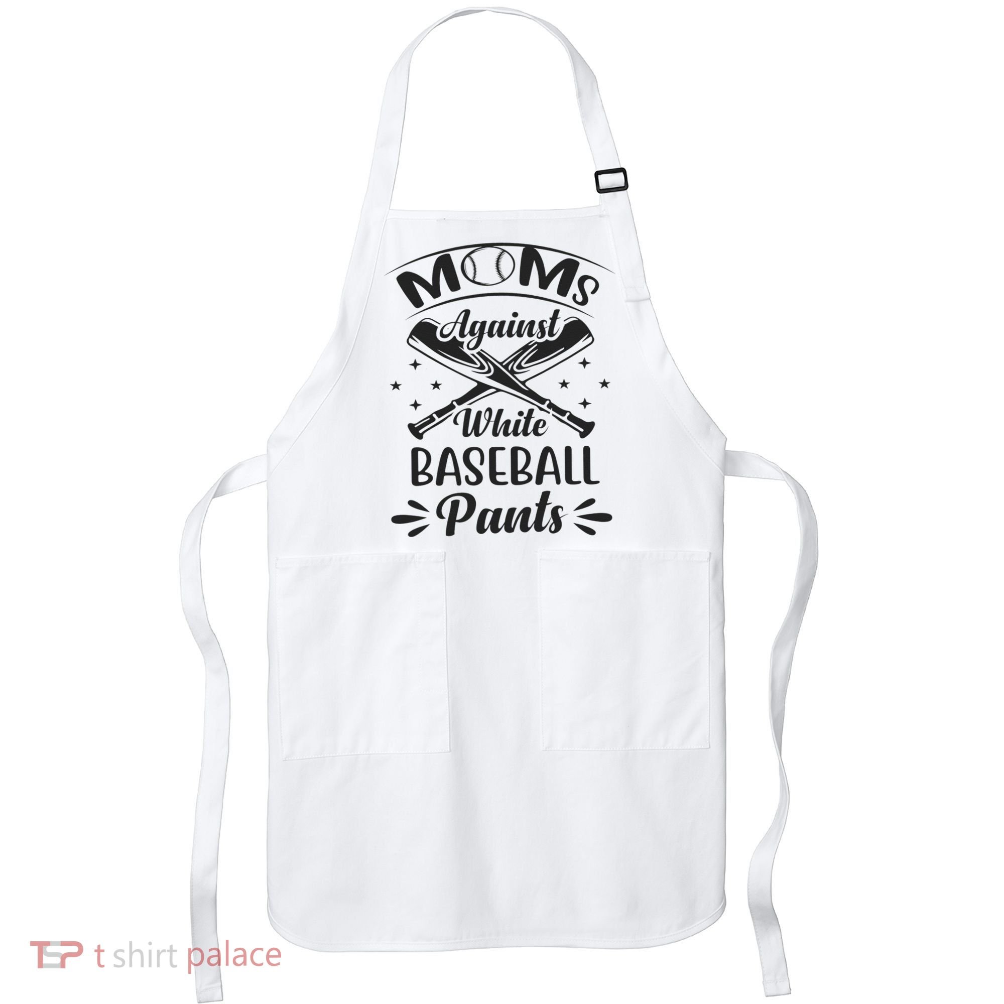 Moms Against White Baseball Pants Apron