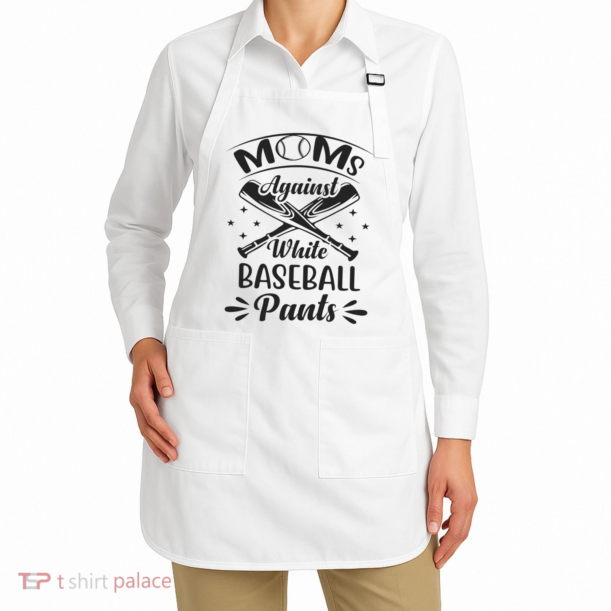Moms Against White Baseball Pants Apron