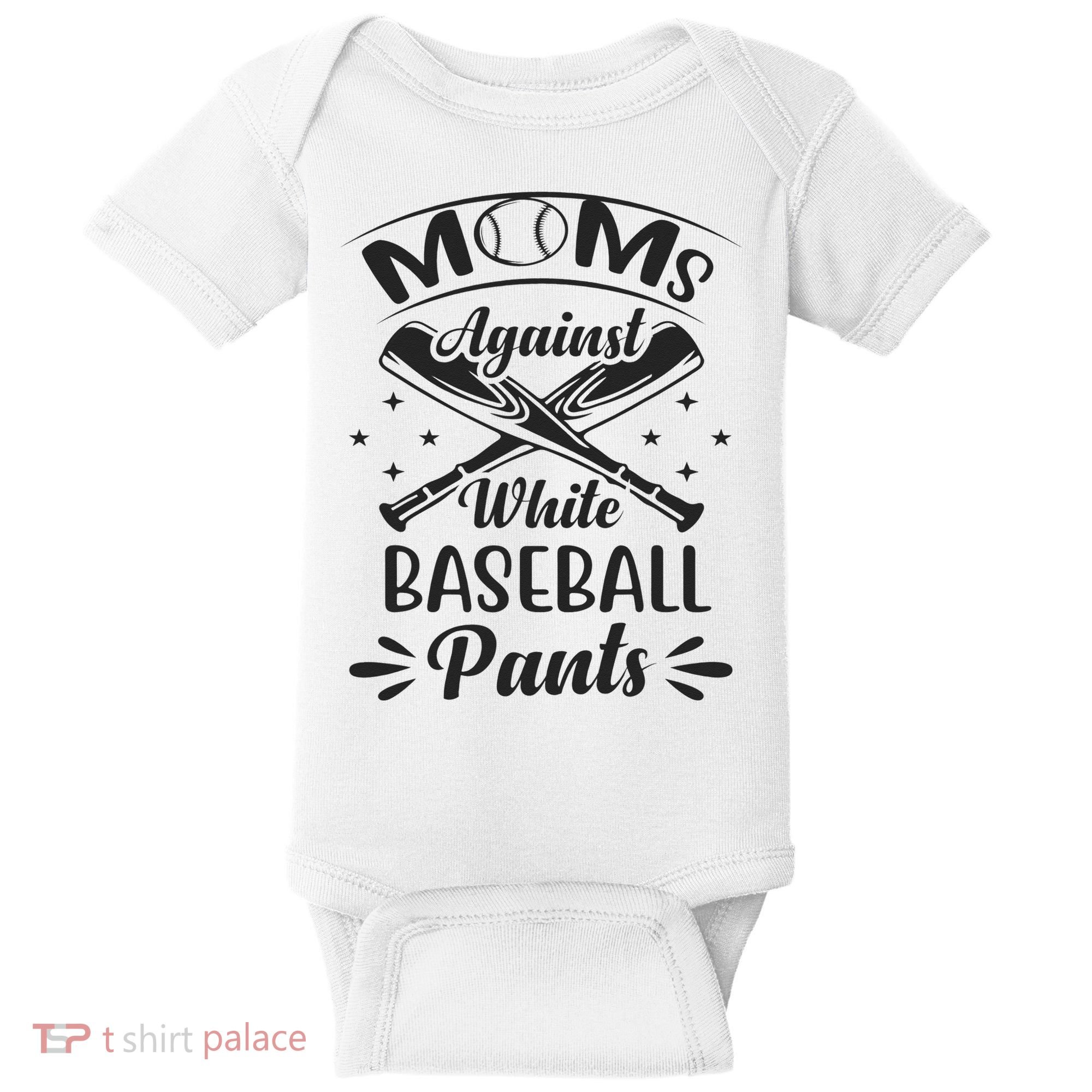 Moms Against White Baseball Pants Baby Bodysuit