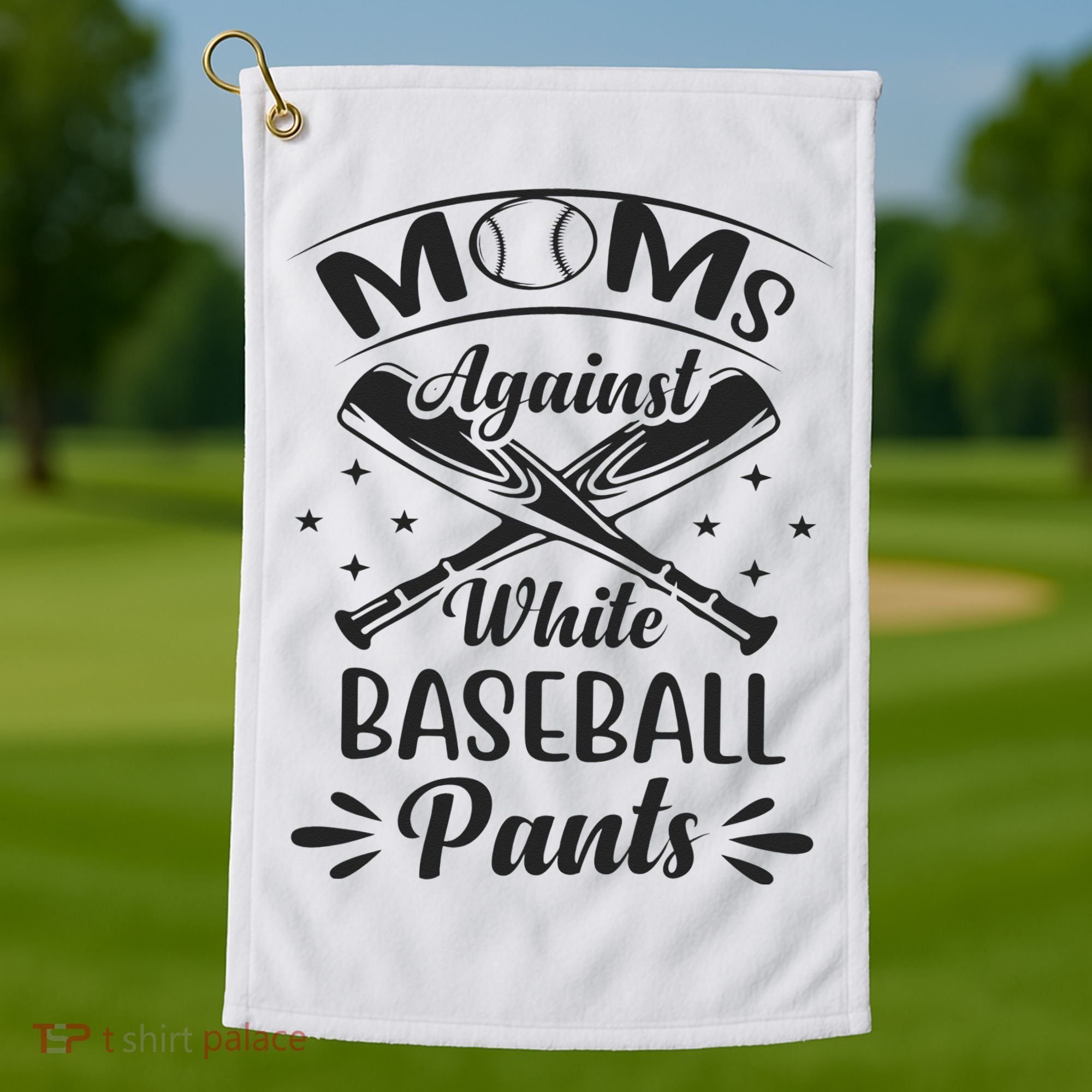 Moms Against White Baseball Pants Golf Towel