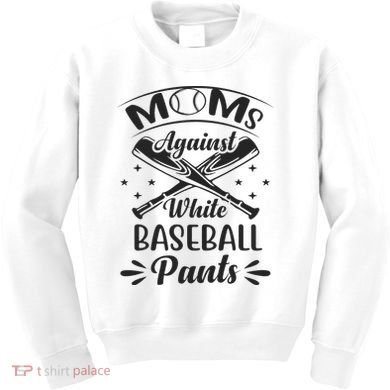 Moms Against White Baseball Pants Kids Sweatshirt