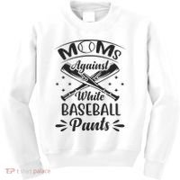 Moms Against White Baseball Pants Kids Sweatshirt thumb 0