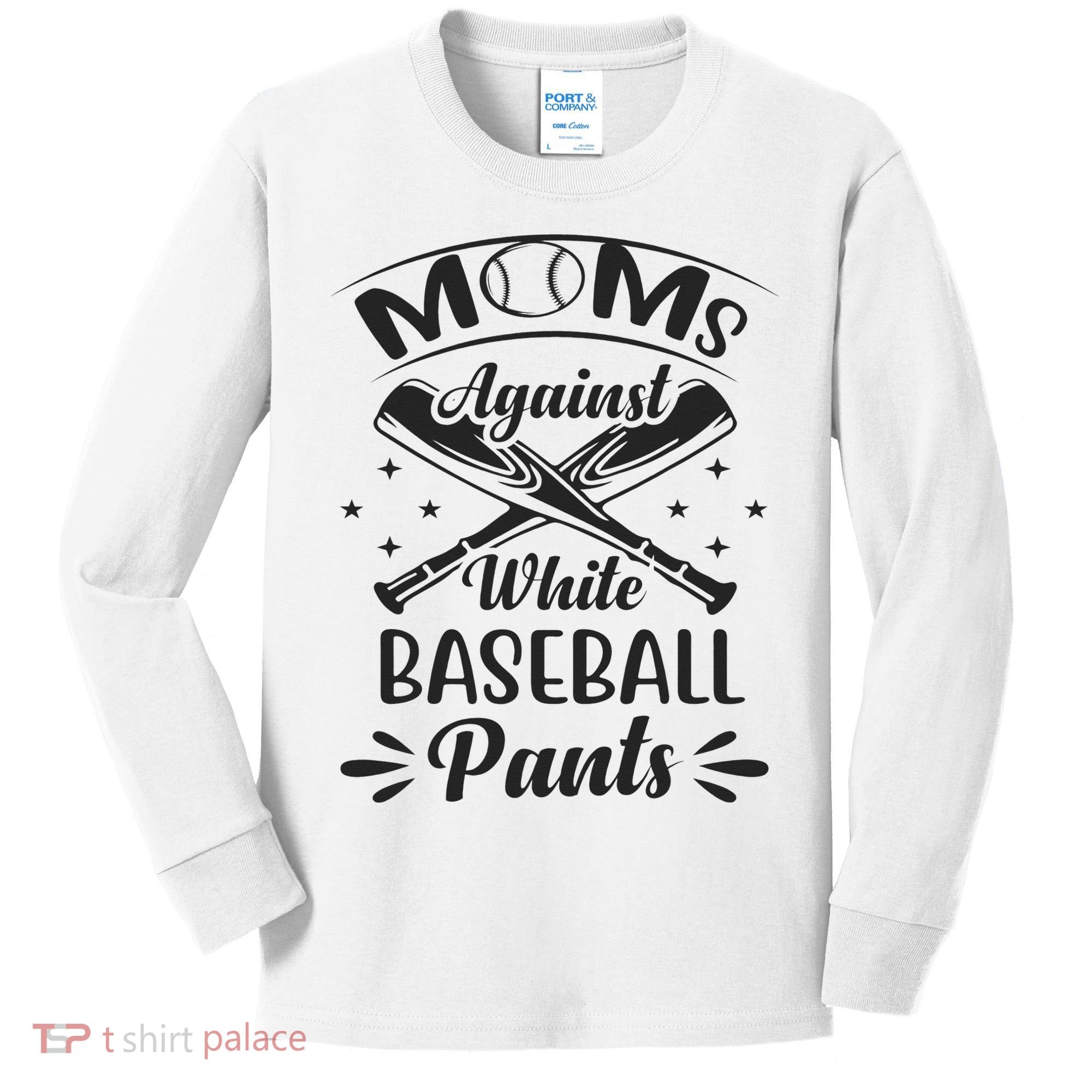 Moms Against White Baseball Pants Kids Long Sleeve Shirt