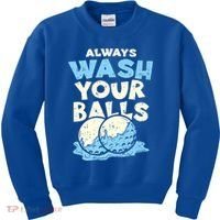 Mens Always Wash Your Balls Funny Gift Funny Joke Golf Professional Gift Kids Sweatshirt thumb 0
