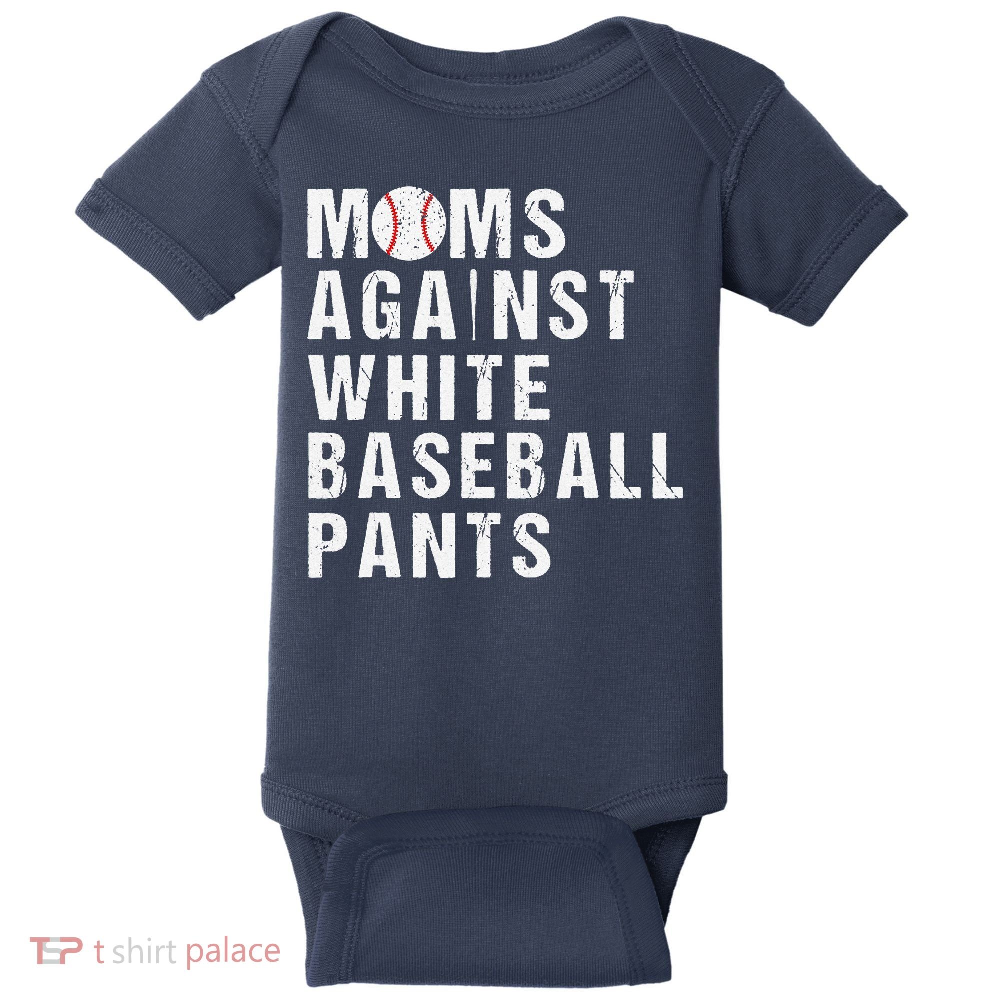 Moms Against White Baseball Pants Baby Bodysuit