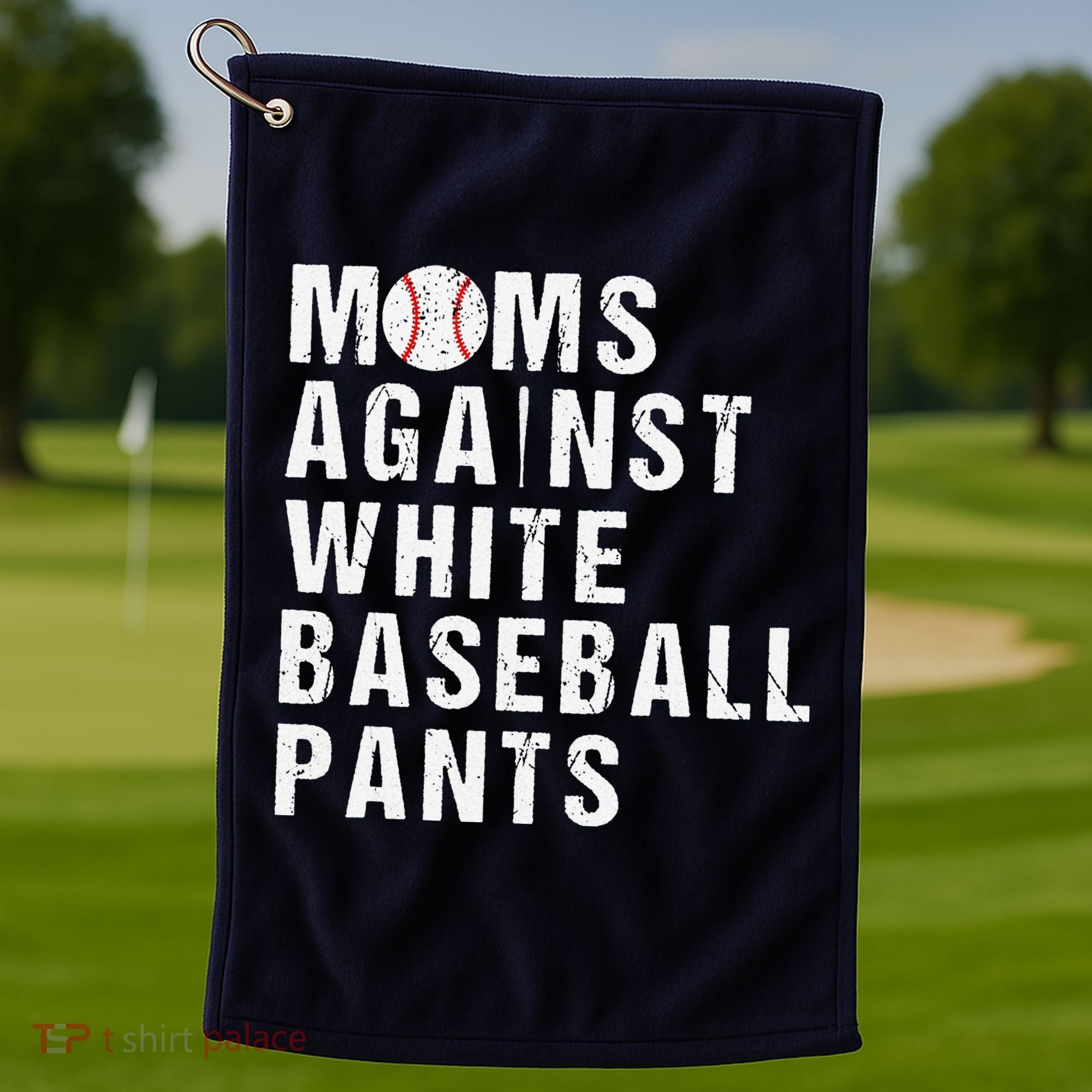 Moms Against White Baseball Pants Golf Towel
