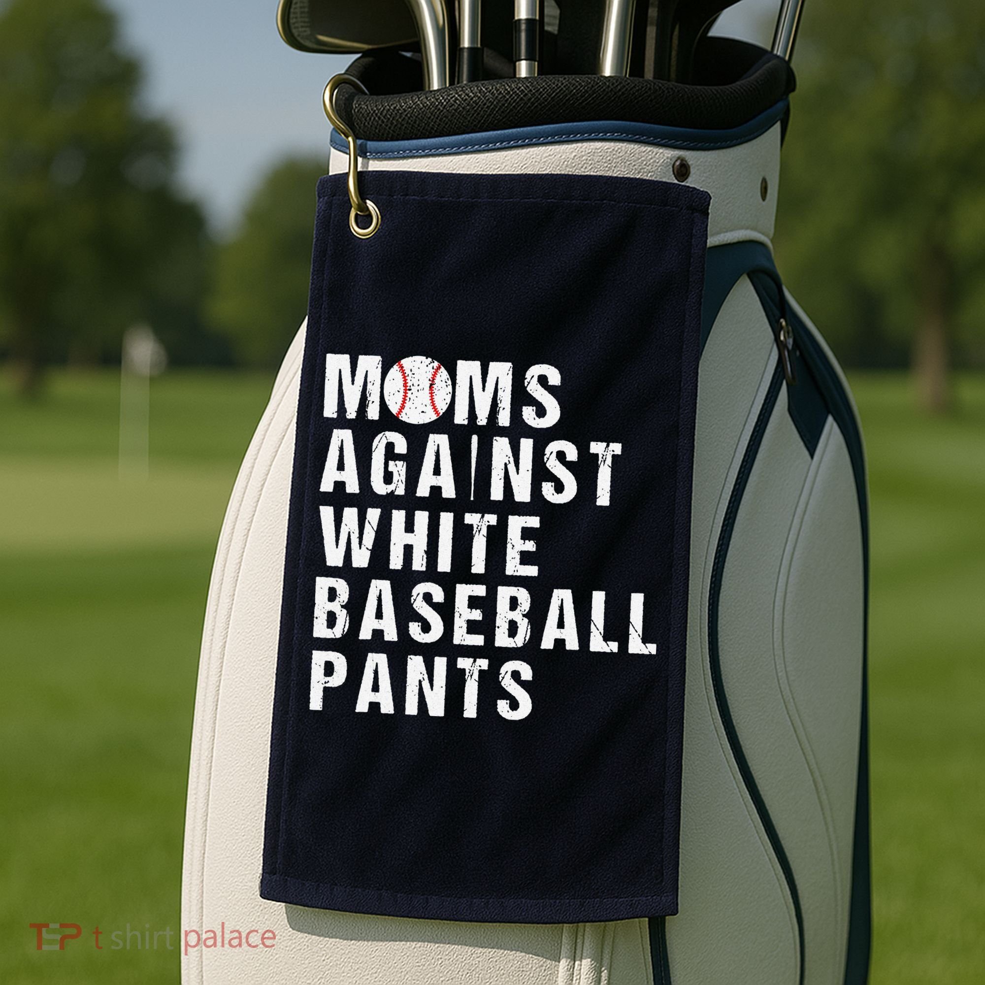 Moms Against White Baseball Pants Golf Towel