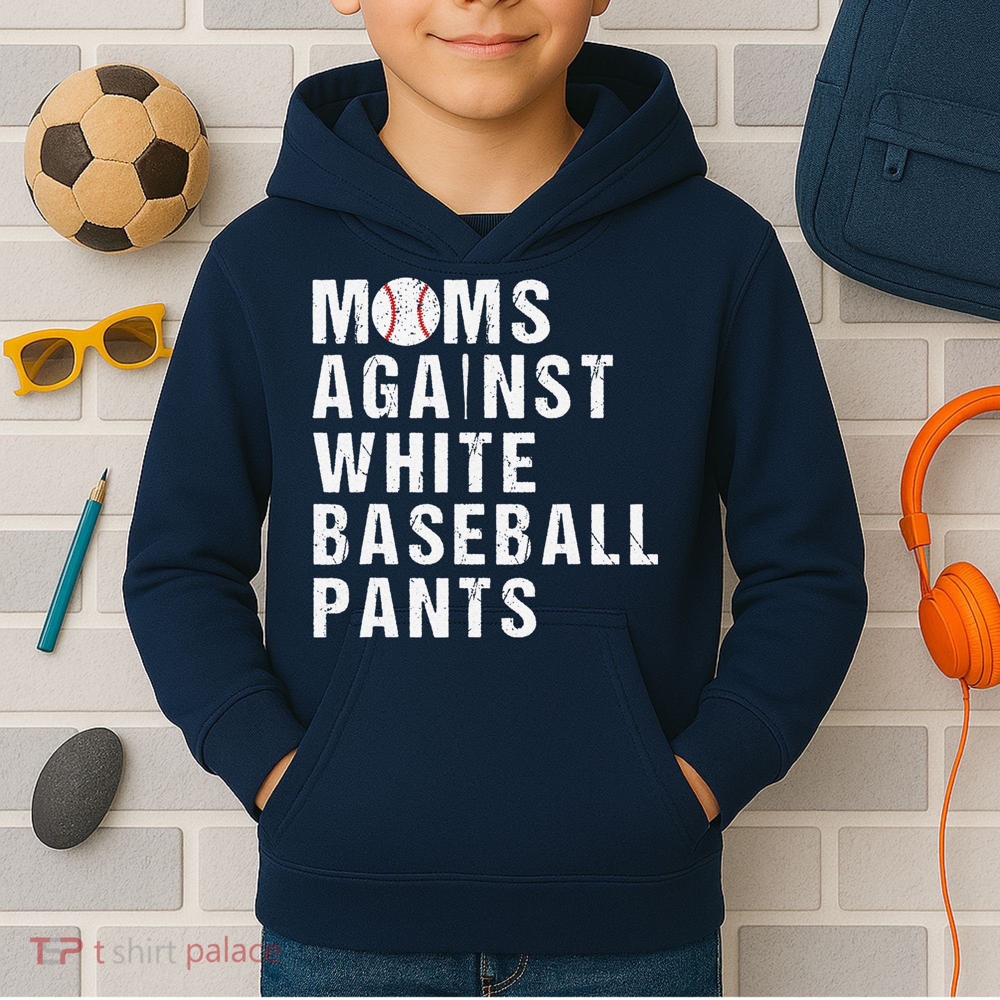 Moms Against White Baseball Pants Kids Hoodie