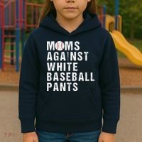 Moms Against White Baseball Pants Kids Hoodie thumb 3