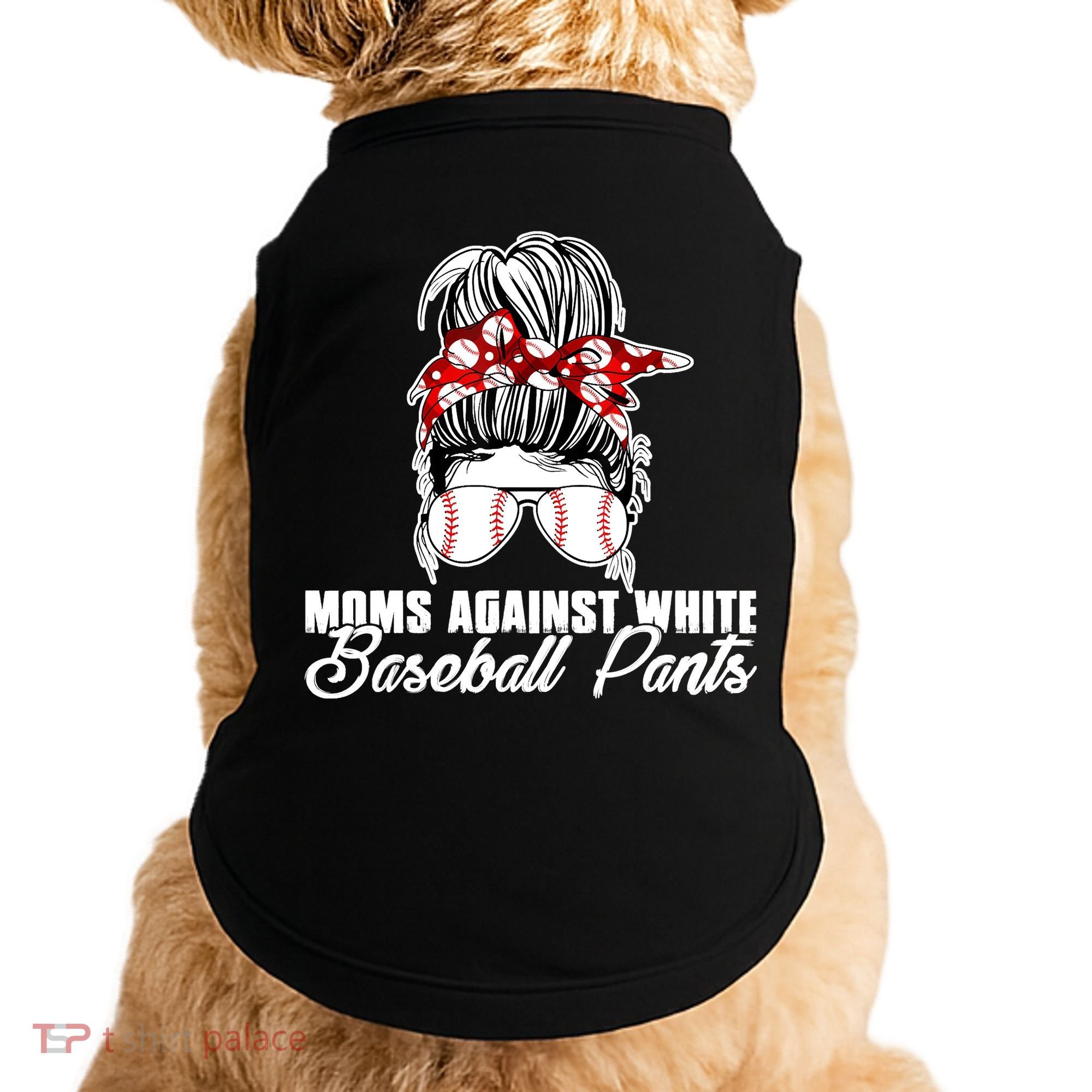 Moms Against White Baseball Pants Doggie Tank