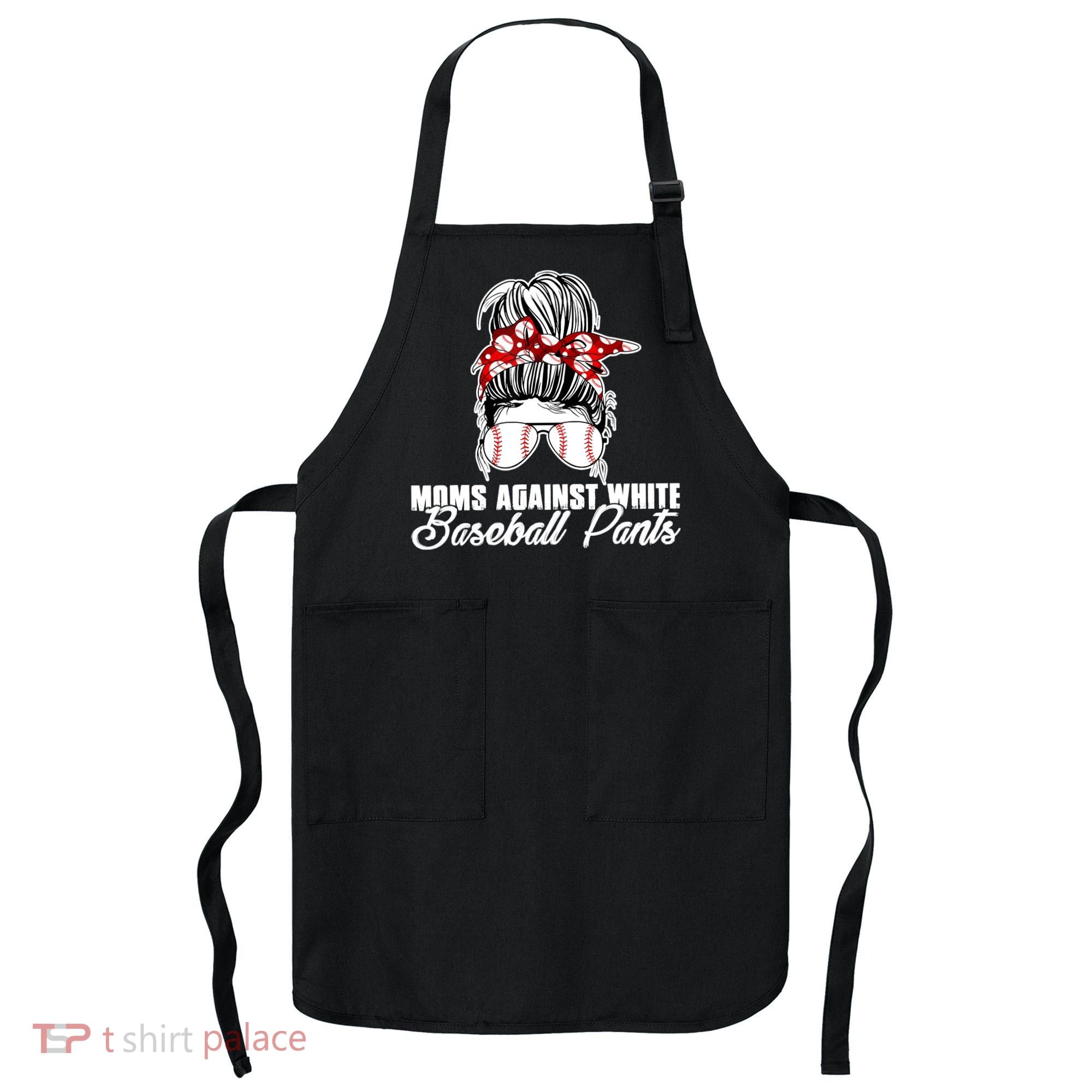 Moms Against White Baseball Pants Apron