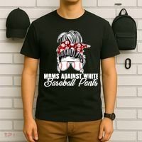 Moms Against White Baseball Pants T-Shirt thumb 6
