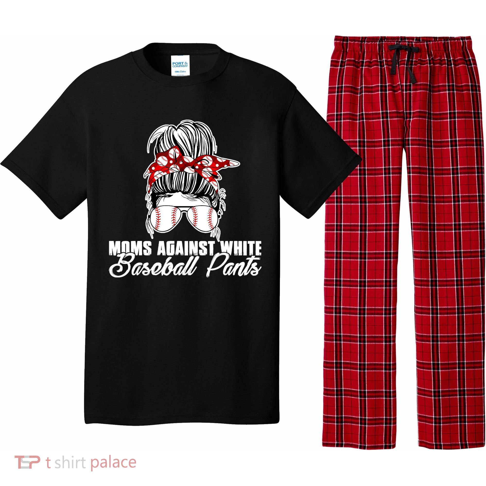 Moms Against White Baseball Pants Pajama Set