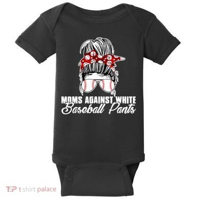 Moms Against White Baseball Pants Baby Bodysuit