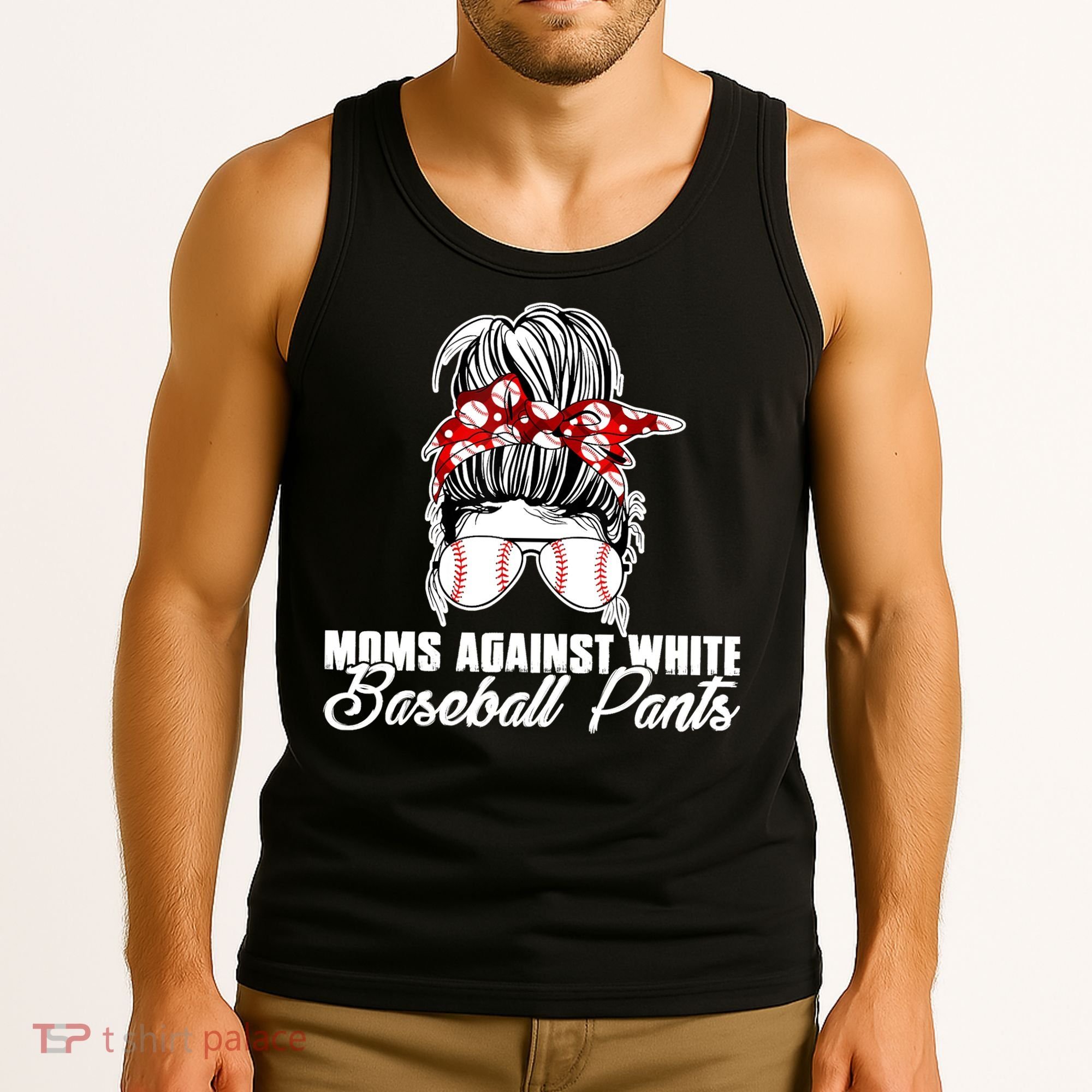 Moms Against White Baseball Pants Tank Top