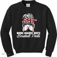 Moms Against White Baseball Pants Kids Sweatshirt thumb 0