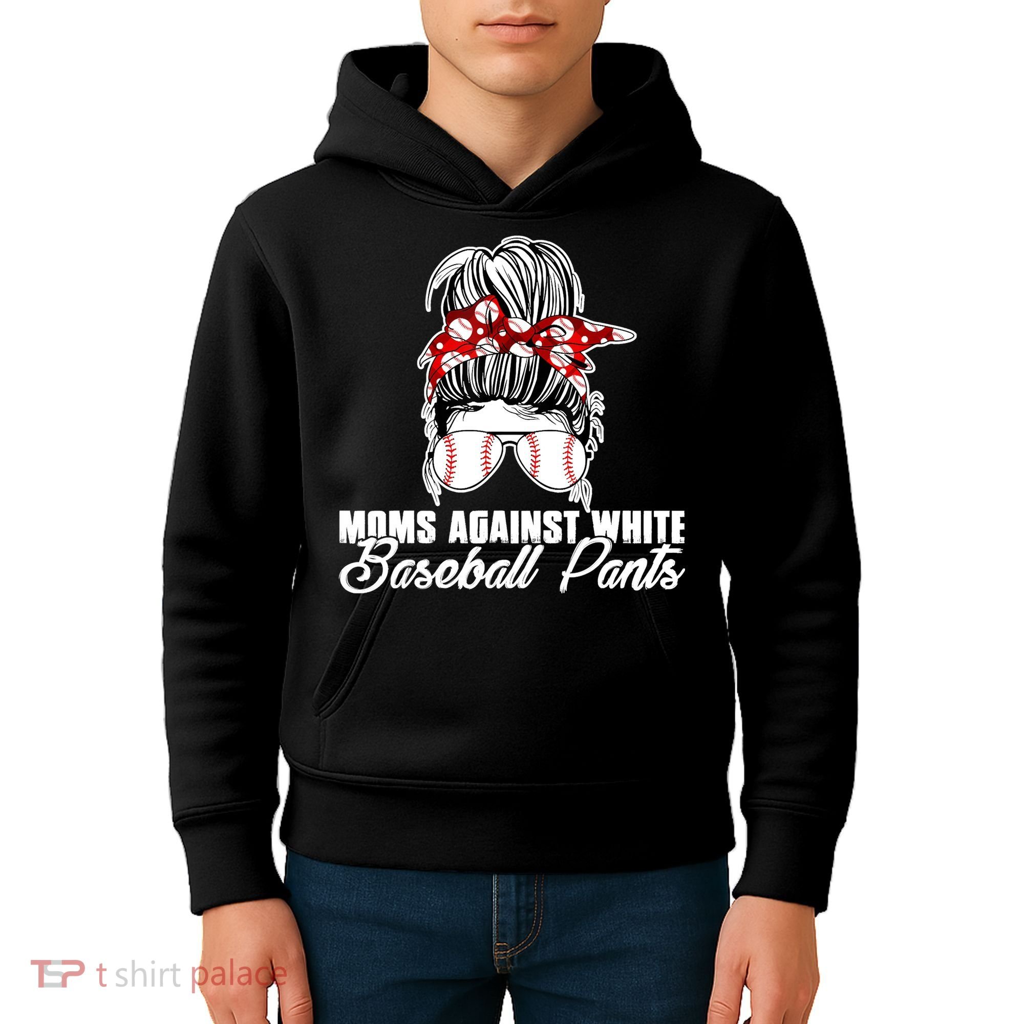 Moms Against White Baseball Pants Kids Hoodie