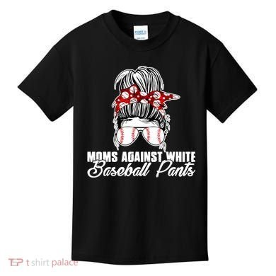 Moms Against White Baseball Pants Kids T-Shirt